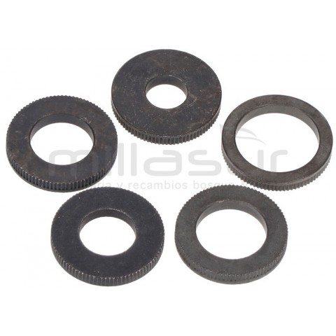 Conjunto anilhas redutoras lâminas universais (ext 25.4-int 9,5 - 12.7 - 14.2 - 15.8 - 19.05) Conjunto anilhas redutoras lâminas universais (ext 25.4-int 9,5 - 12.7 - 14.2 - 15.8 - 19.05)