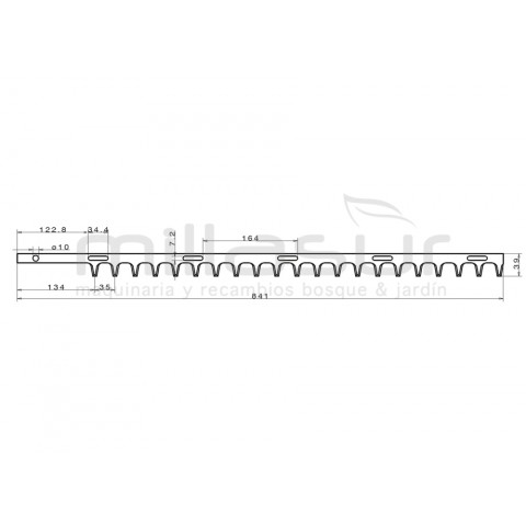 Pente aparador de cerca viva exterior 841mm adaptável a kaaz tm310, tm3100 K... Pente aparador de cerca viva exterior 841mm adaptável a kaaz tm310, tm3100 K...