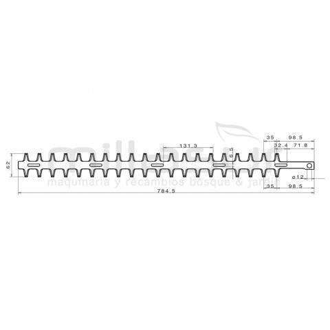 Pente aparador de cerca viva exterior 784mm adaptável a efco ts330, ts355 ...