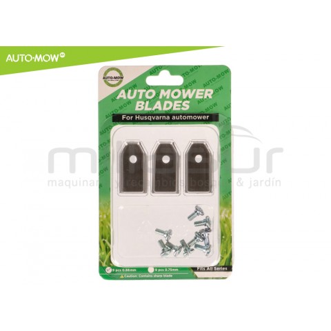 Conjunto 9 lâminas alta duração 0,6 mm C / parafusos robot cortac. husqvarna Conjunto 9 lâminas alta duração 0,6 mm C / parafusos robot cortac. husqvarna