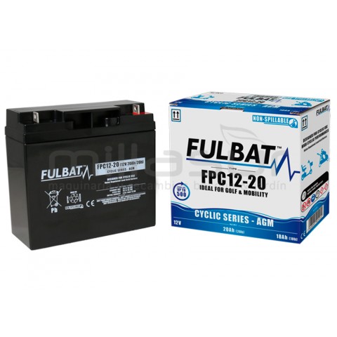 Bateria ciclica AGM fpc12-20 12v 20ah.( 181, 5 x 76, 5 x 167, 5) (+derch)