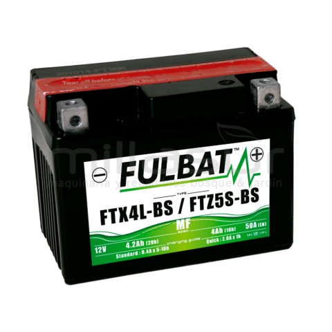 Bateria moto ftx4l-bs 12V livre manutenção 4.2 ah (113 x 70 x 85) + der.