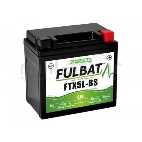 Bateria moto ftx5l-bs 12V livre manutenção 4.2 ah (113 x 70 x 105) + der.