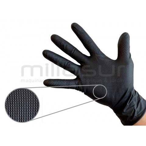 Caixa de 50 Luvas oficina nitrilo diamantado preto-toque áspero-Tamanho s Caixa de 50 Luvas oficina nitrilo diamantado preto-toque áspero-Tamanho s