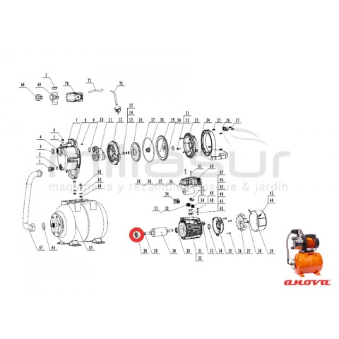 Rolamento do eixo do rotor 6202-2Z be1200p (23), be1300p (28)