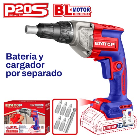 ATORNILLADOR INALÁMBRICO BRUSHLESS PARA PANELES DE YESO P20S EMTOP (NO INCLUYE BATERÍA NI CARGADOR) ATORNILLADOR INALÁMBRICO BRUSHLESS PARA PANELES DE YESO P20S EMTOP (NO INCLUYE BATERÍA NI CARGADOR)