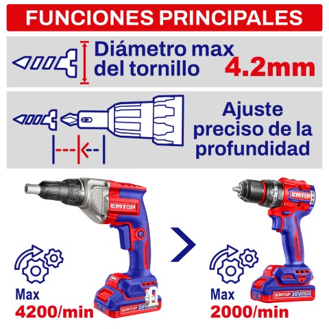 ATORNILLADOR INALÁMBRICO BRUSHLESS PARA PANELES DE YESO P20S EMTOP (NO INCLUYE BATERÍA NI CARGADOR) ATORNILLADOR INALÁMBRICO BRUSHLESS PARA PANELES DE YESO P20S EMTOP (NO INCLUYE BATERÍA NI CARGADOR)