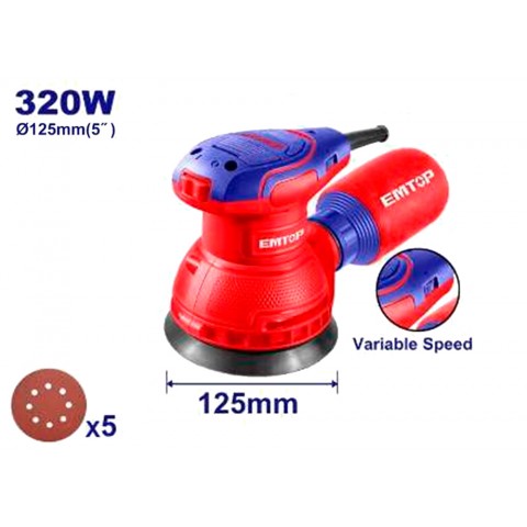 LIJADORA ROTO ORBITAL ELECTRICA 320W EMTOP 125MM - BASE VELCRO (INCLUYE 5 LIJAS) LIJADORA ROTO ORBITAL ELECTRICA 320W EMTOP 125MM - BASE VELCRO (INCLUYE 5 LIJAS)