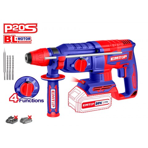 MARTILLO SDS PLUS BATERIA EMTOP 20V 2,5J 26mm P20S (INCLUYE 3 BROCAS Y 1 CINCEL) MARTILLO SDS PLUS BATERIA EMTOP 20V 2,5J 26mm P20S (INCLUYE 3 BROCAS Y 1 CINCEL)