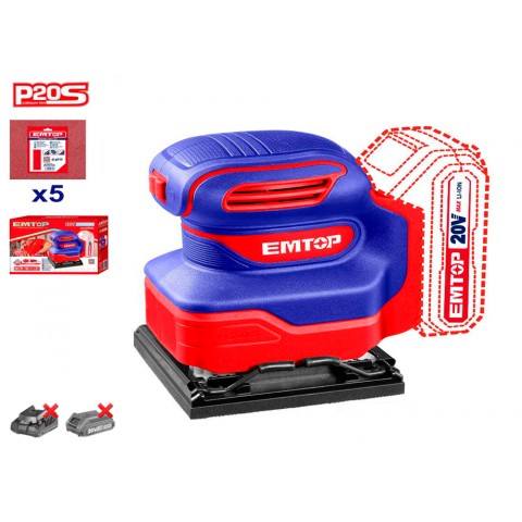 LIJADORA MOUSE BATERIA EMTOP 20V P20S (CON 5 LIJAS - NO INCLUYE BATERIA NI CARGADOR) LIJADORA MOUSE BATERIA EMTOP 20V P20S (CON 5 LIJAS - NO INCLUYE BATERIA NI CARGADOR)