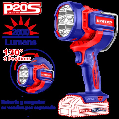 LÁMPARA 22,5W 20V EMTOP - 2500 LUMENS - P20S (NO INCLUYE BATERÍA NI CARGADOR) LÁMPARA 22,5W 20V EMTOP - 2500 LUMENS - P20S (NO INCLUYE BATERÍA NI CARGADOR)