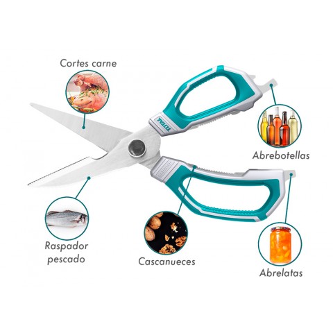 Tesoura de cozinha 225mm com função 5 em 1 Tesoura de cozinha 225mm com função 5 em 1