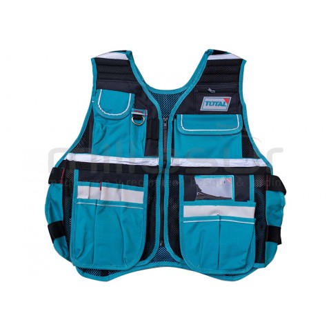 Colete porta-ferramentas 11 bolsos e suporte martelo-ajustável-TOTAL